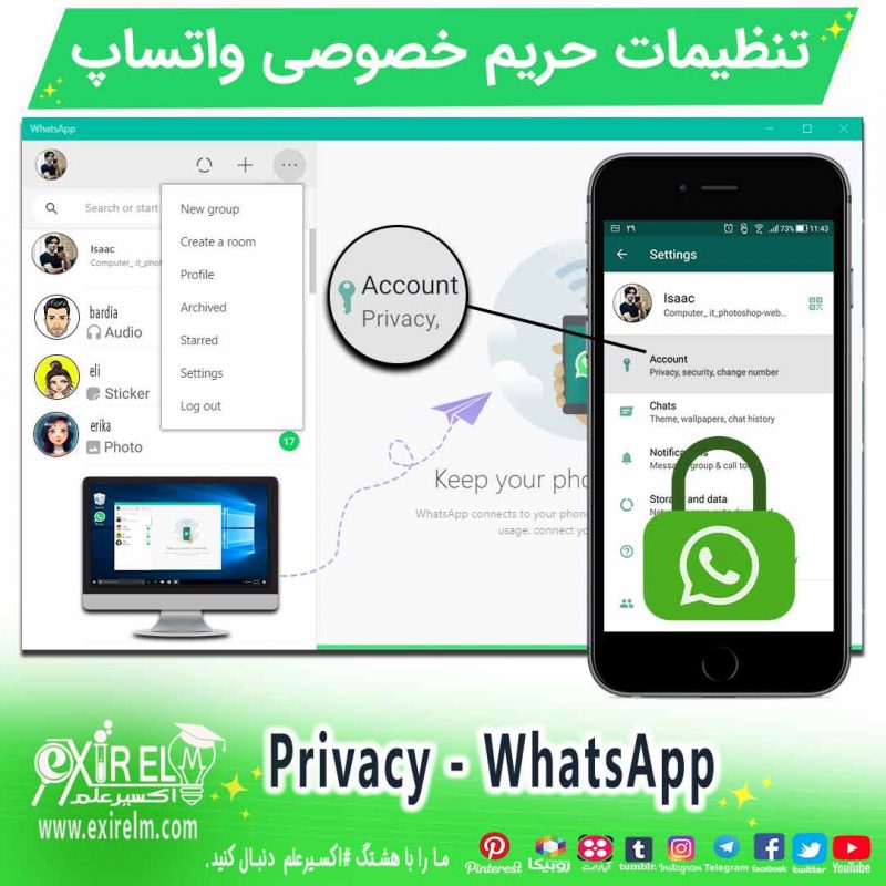 تنظیمات privacy در whatsapp