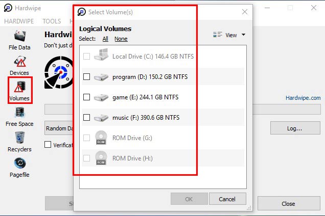 hardwipe volumes